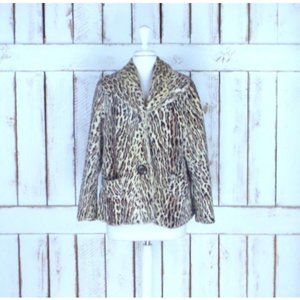 Vintage faux fur ocelot/leopard/cheetah print short winter coat/animal print fur